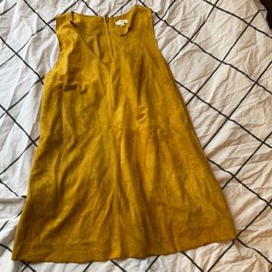 Mustard yellow suede dress with pockets